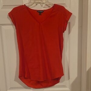 Express Women’s Red V-Neck Short Sleeve Top